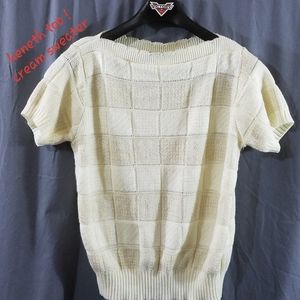 VTG 80s Keneth too! Cream short sleeve sweater boatneck